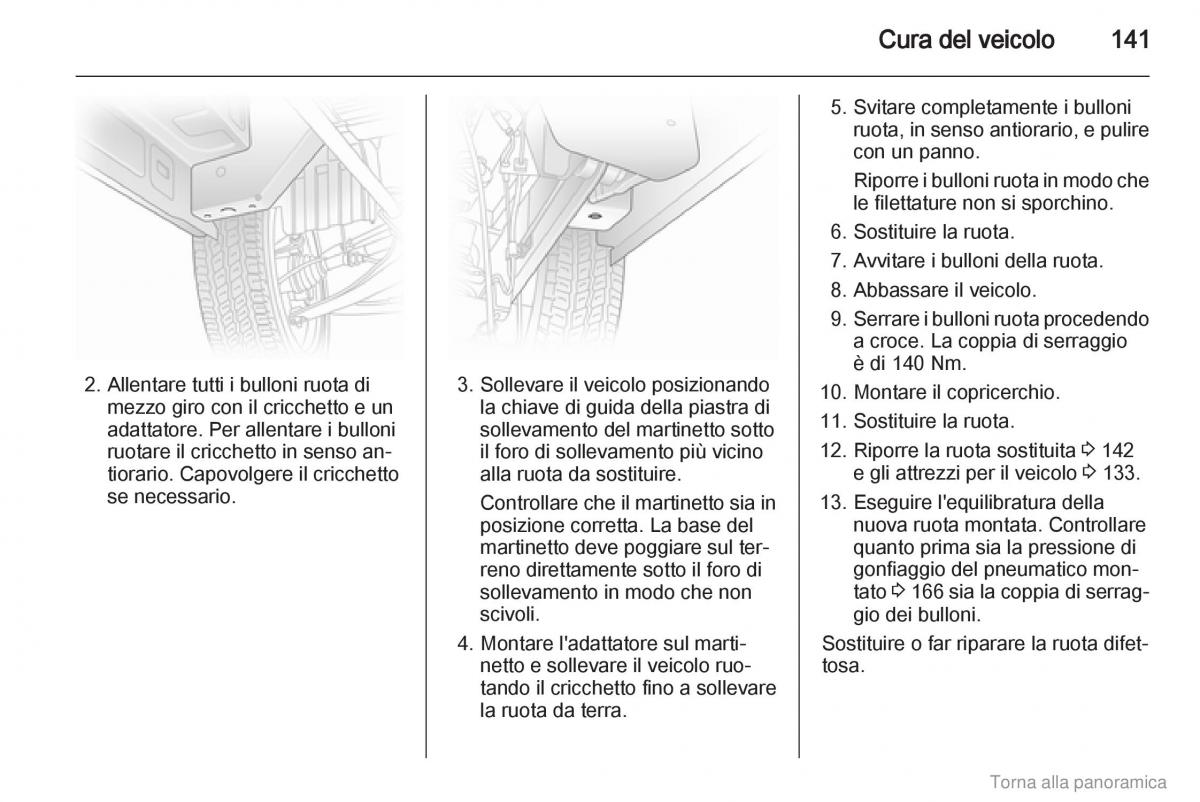 Opel Vivaro I 1 manuale del proprietario / page 142