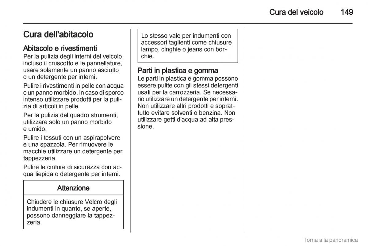 Opel Vivaro I 1 manuale del proprietario / page 150