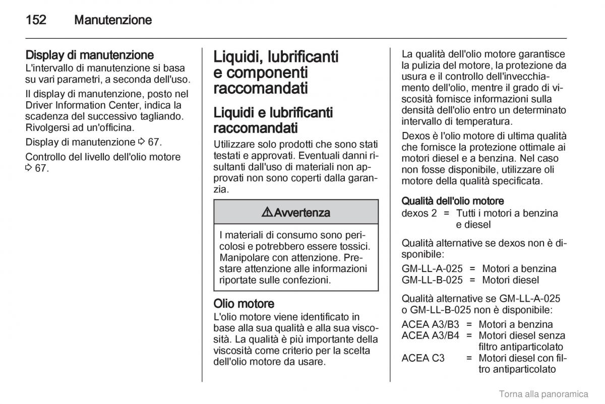 Opel Vivaro I 1 manuale del proprietario / page 153