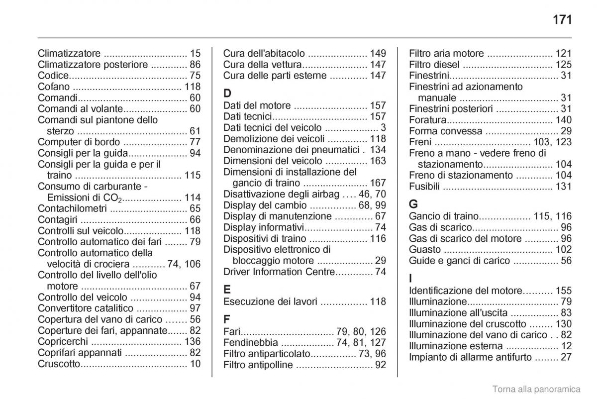 Opel Vivaro I 1 manuale del proprietario / page 172