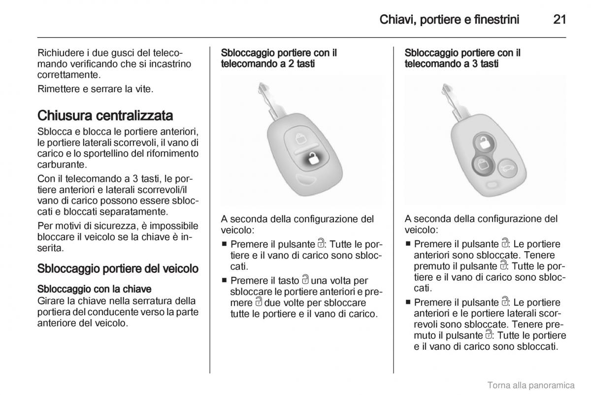 Opel Vivaro I 1 manuale del proprietario / page 22