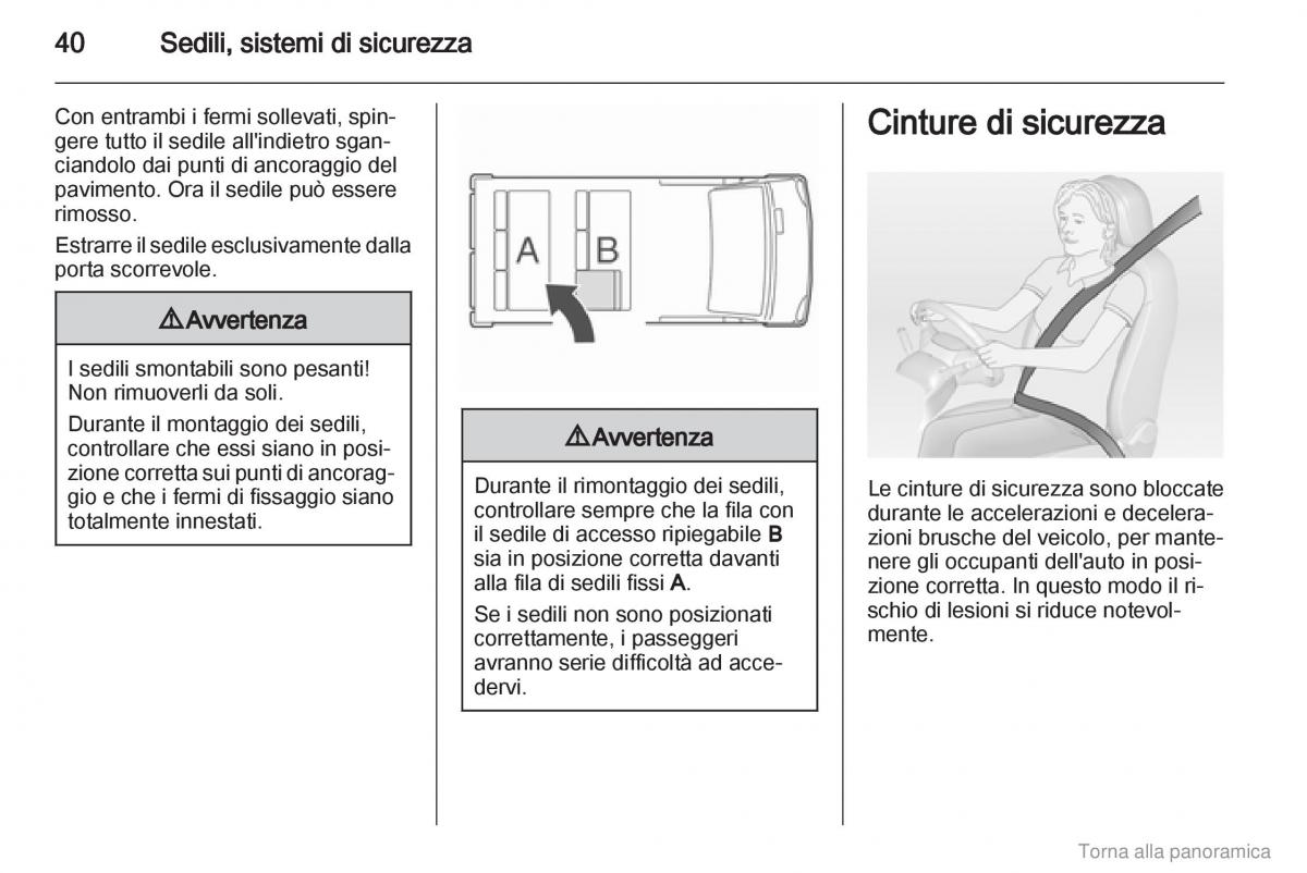 Opel Vivaro I 1 manuale del proprietario / page 41