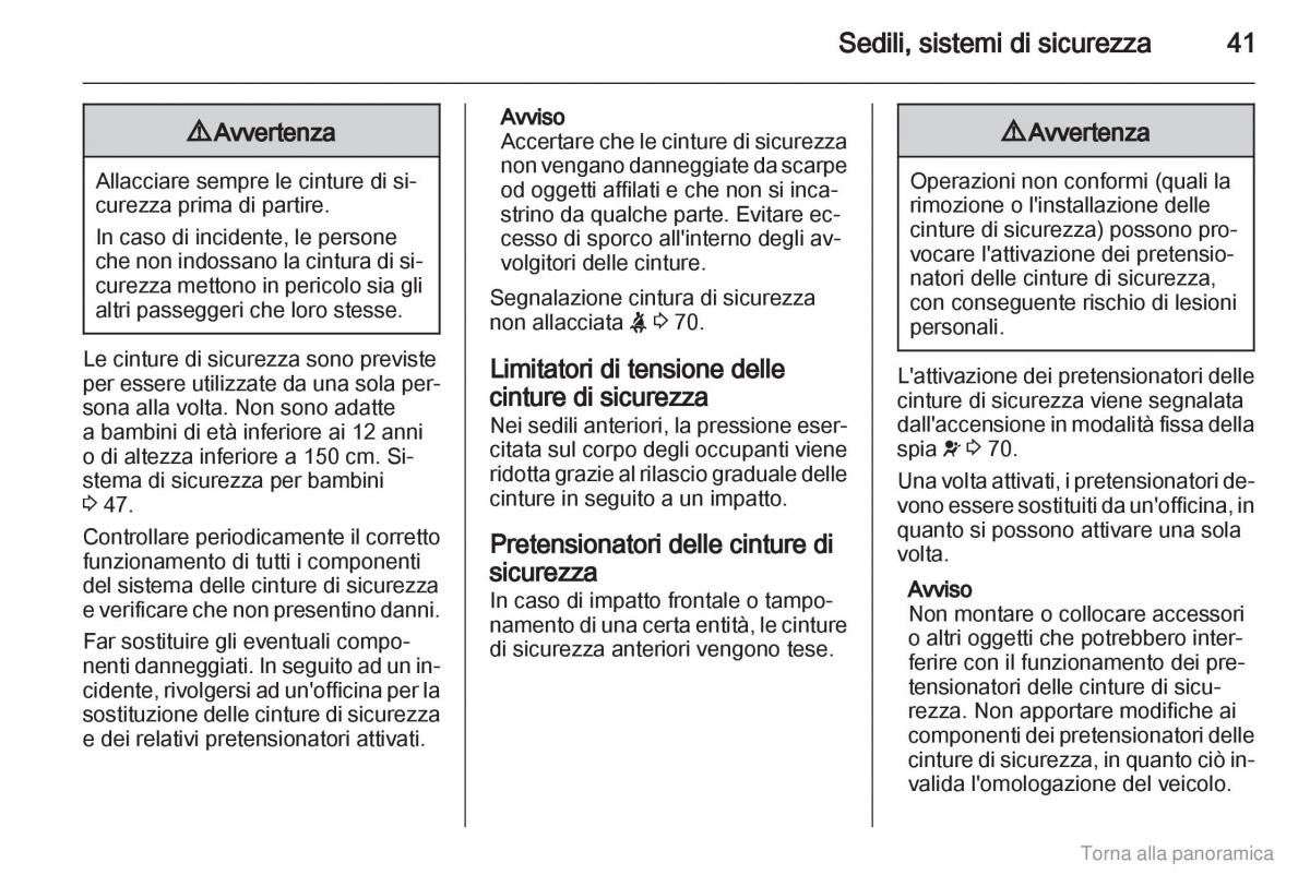 Opel Vivaro I 1 manuale del proprietario / page 42