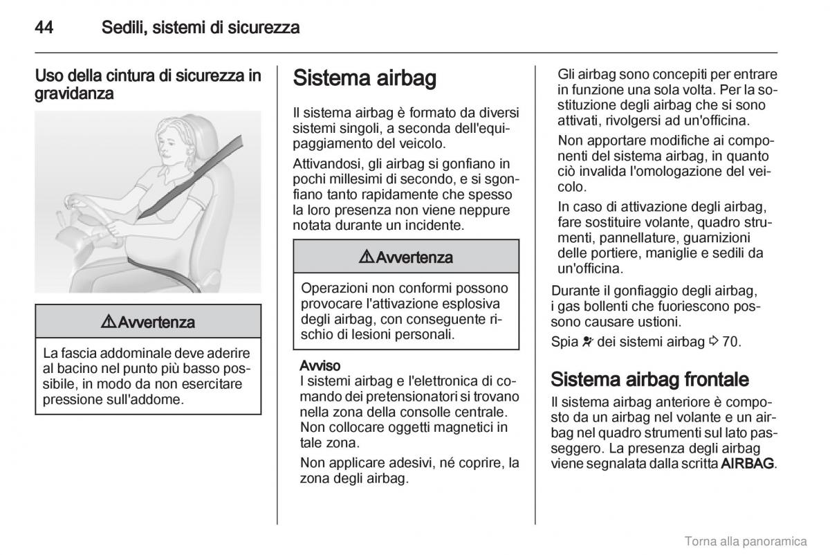 Opel Vivaro I 1 manuale del proprietario / page 45