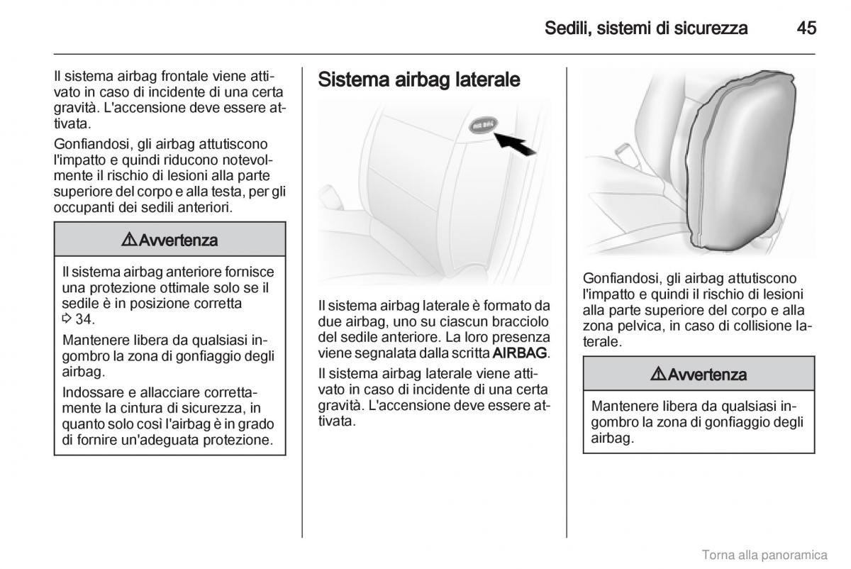 Opel Vivaro I 1 manuale del proprietario / page 46