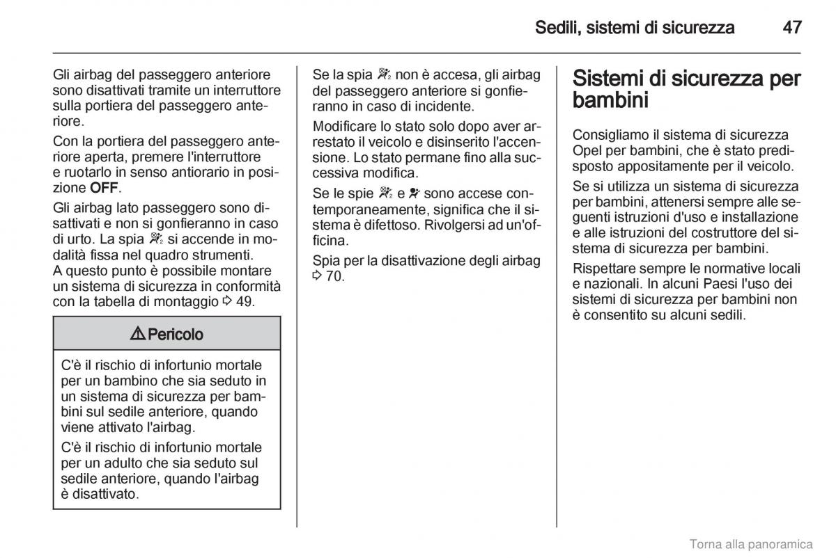 Opel Vivaro I 1 manuale del proprietario / page 48