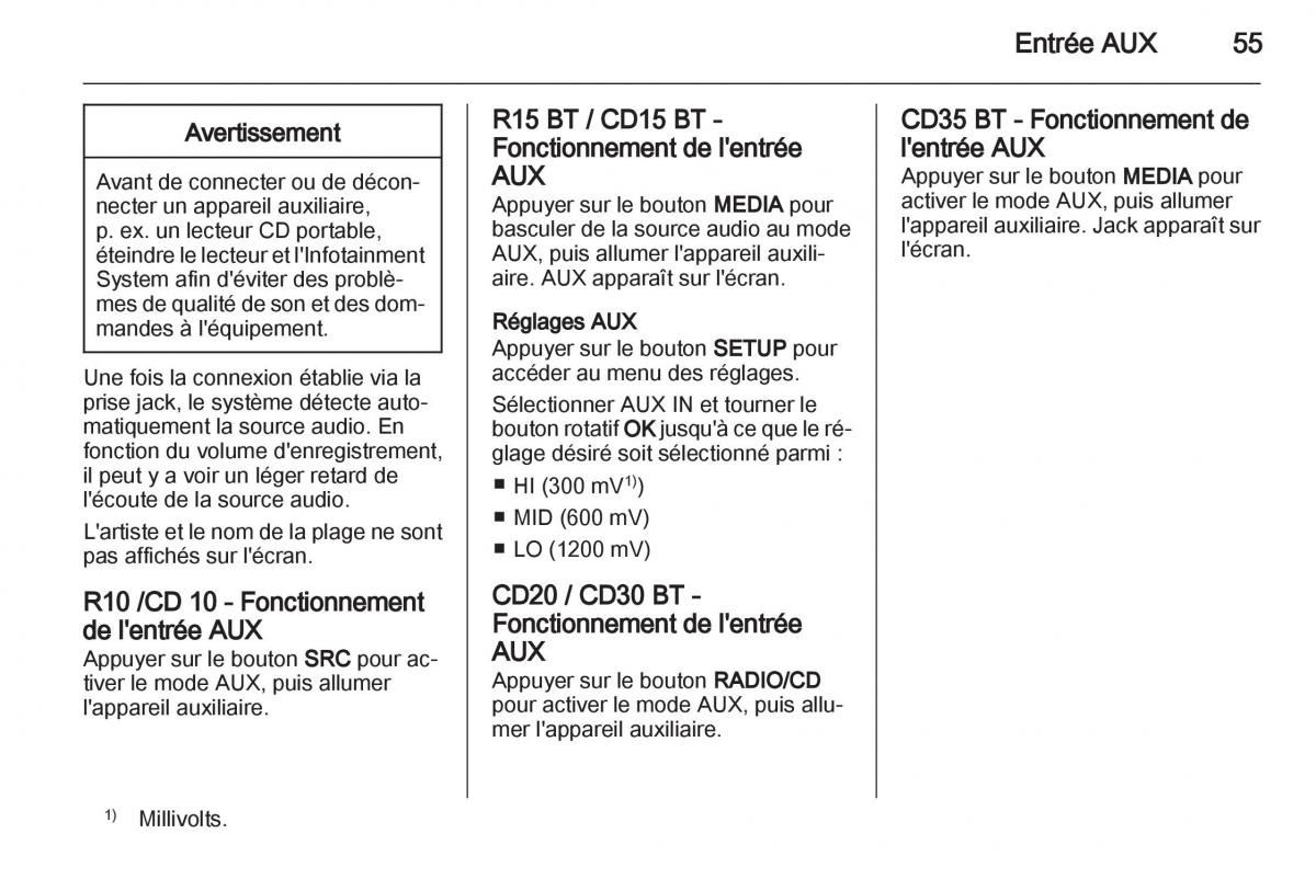 Opel Vivaro I 1 manuel du proprietaire / page 55