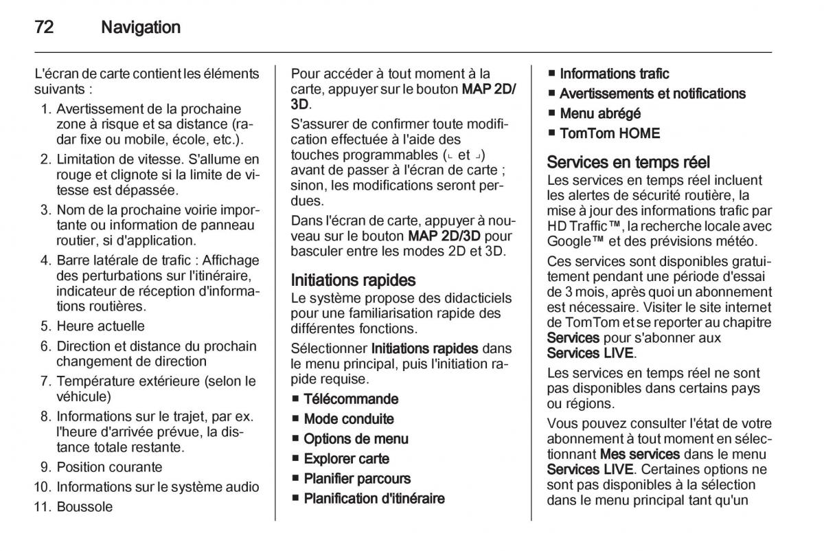 Opel Vivaro I 1 manuel du proprietaire / page 72