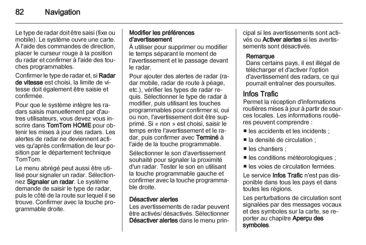 Opel Vivaro I 1 manuel du proprietaire / page 82