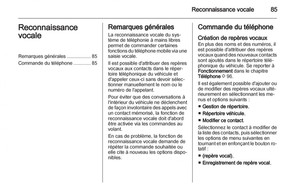 Opel Vivaro I 1 manuel du proprietaire / page 85