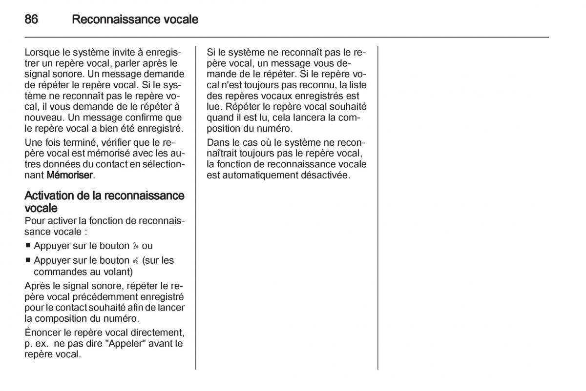 Opel Vivaro I 1 manuel du proprietaire / page 86