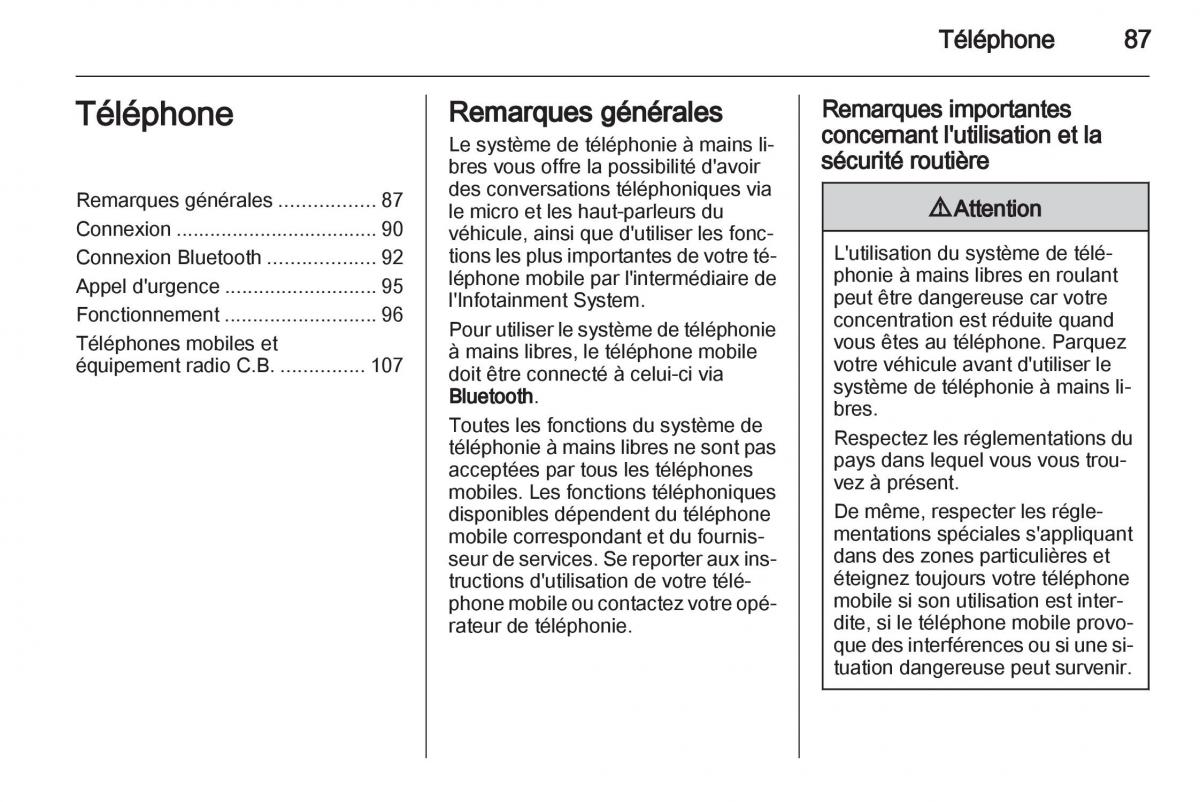 Opel Vivaro I 1 manuel du proprietaire / page 87