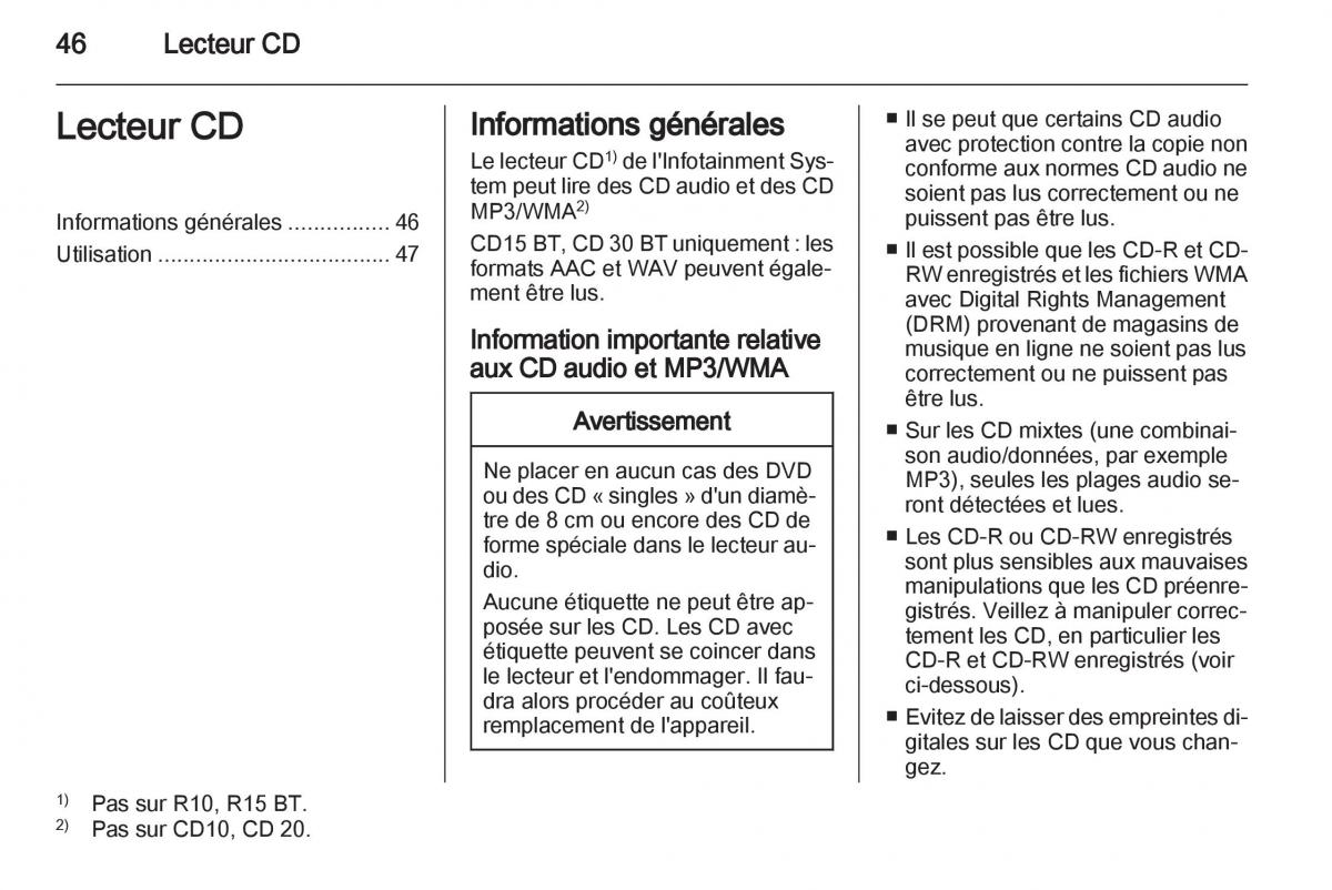 Opel Vivaro I 1 manuel du proprietaire / page 46