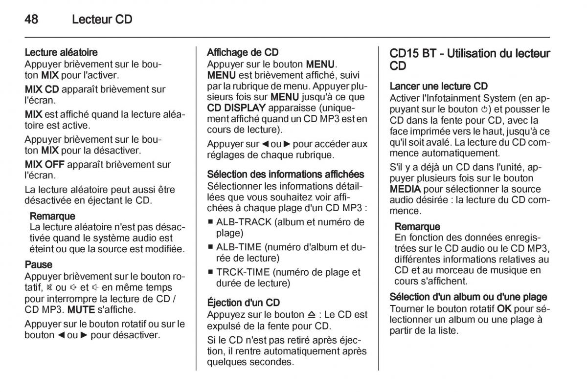 Opel Vivaro I 1 manuel du proprietaire / page 48