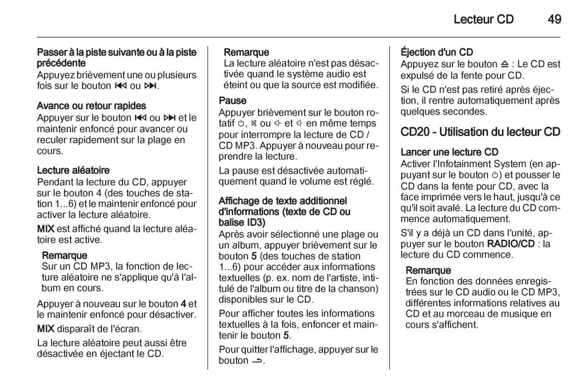 Opel Vivaro I 1 manuel du proprietaire / page 49