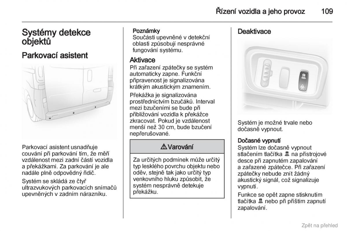 Opel Vivaro I 1 navod k obsludze / page 110