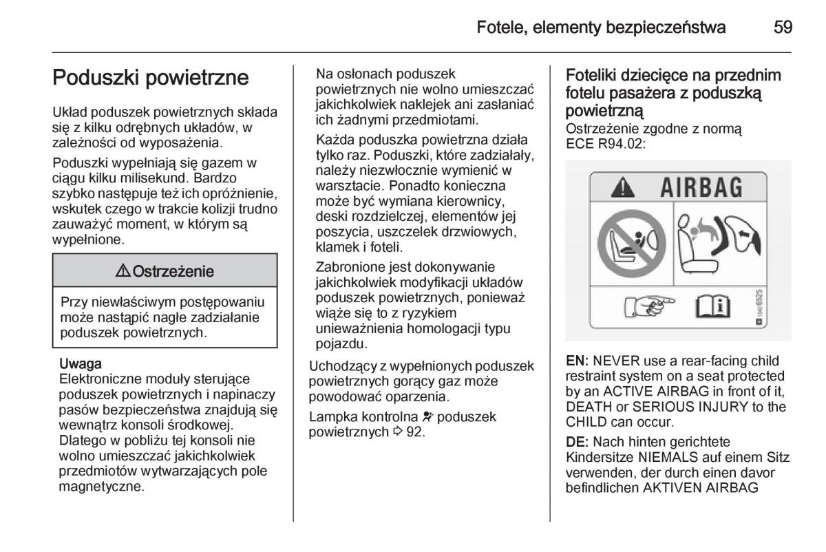 Opel Vivaro II 2 instrukcja obslugi / page 61