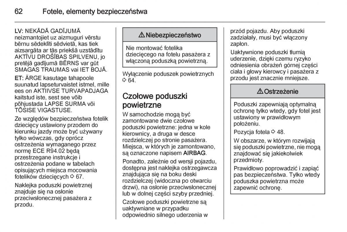 Opel Vivaro II 2 instrukcja obslugi / page 64