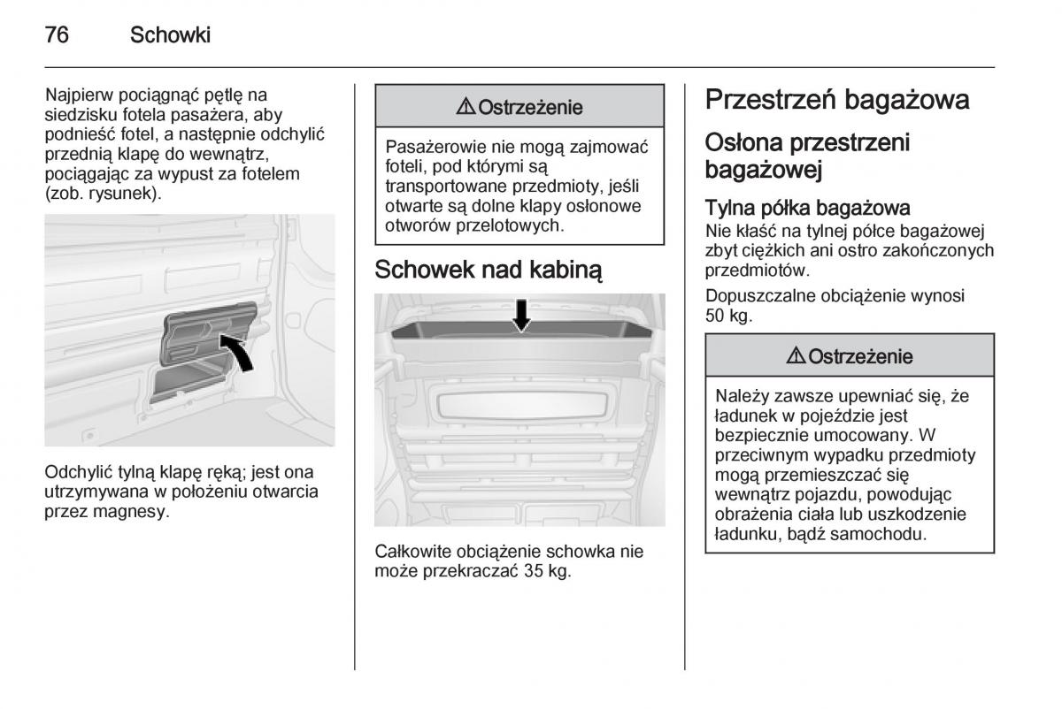 Opel Vivaro II 2 instrukcja obslugi / page 78