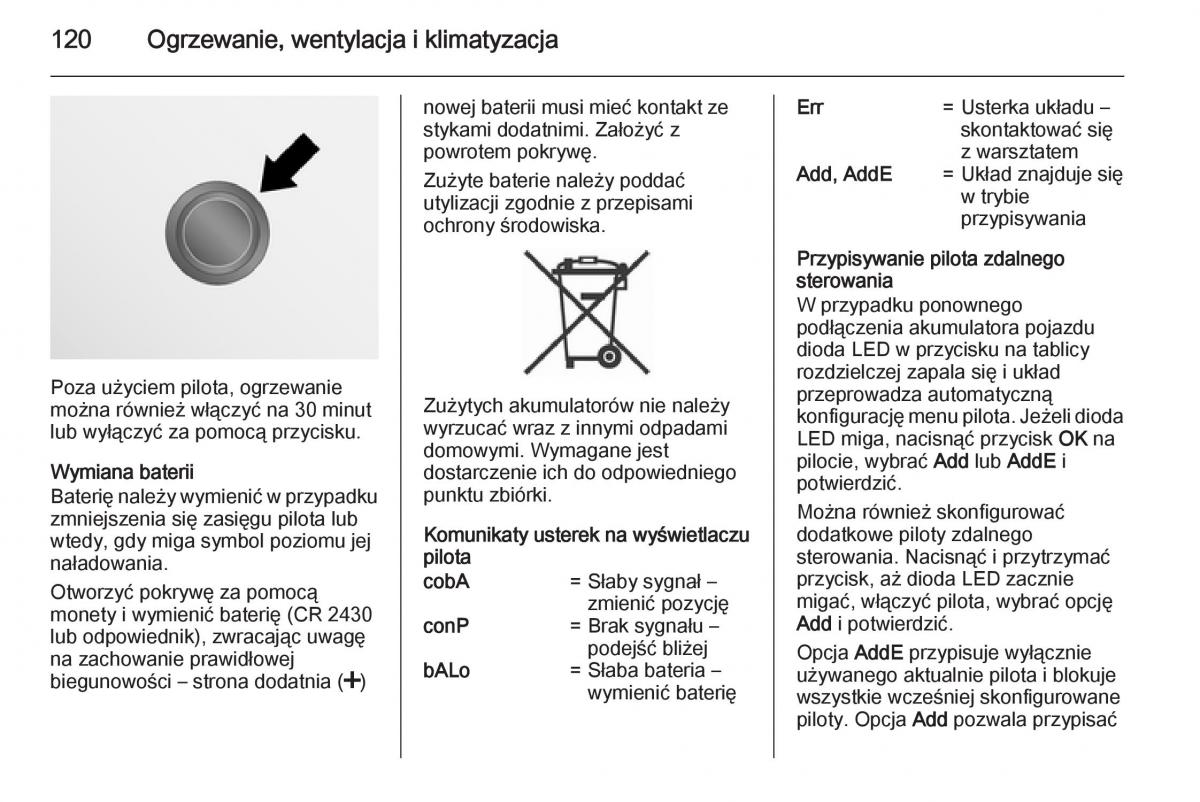 Opel Vivaro II 2 instrukcja obslugi / page 122