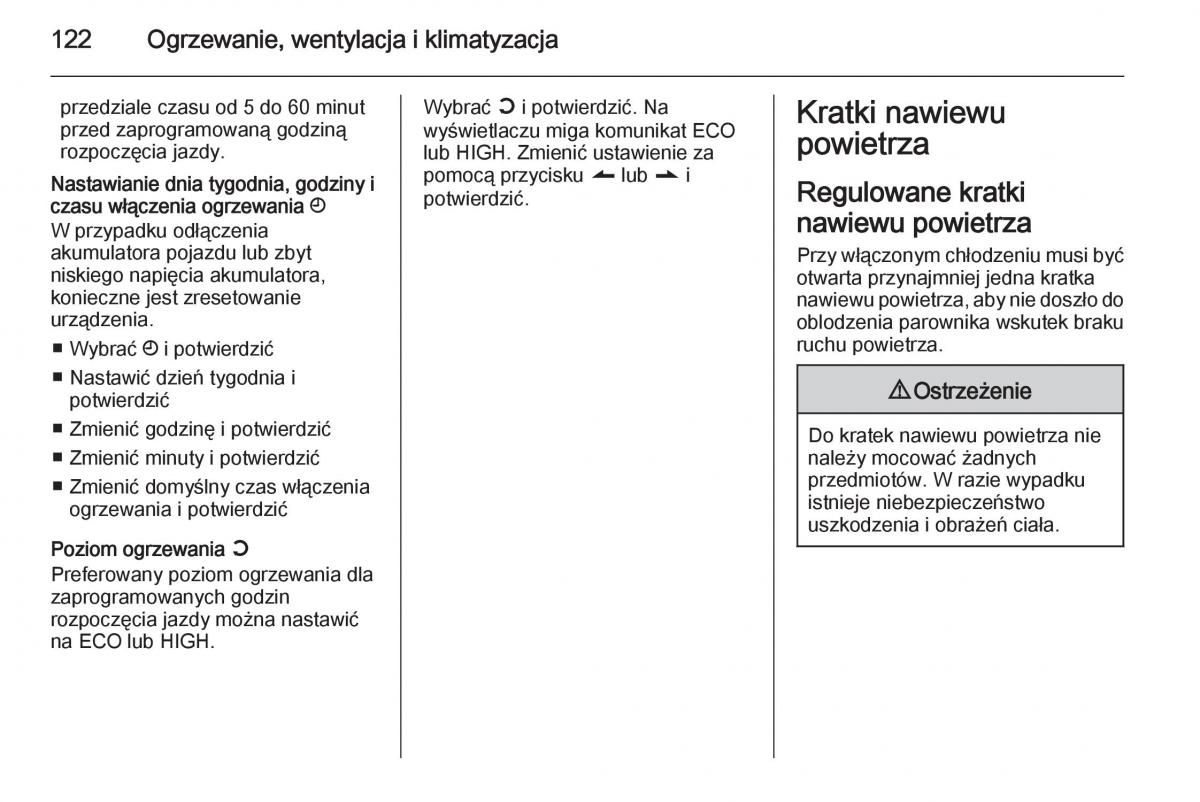 Opel Vivaro II 2 instrukcja obslugi / page 124