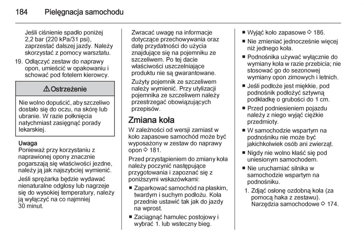 Opel Vivaro II 2 instrukcja obslugi / page 186