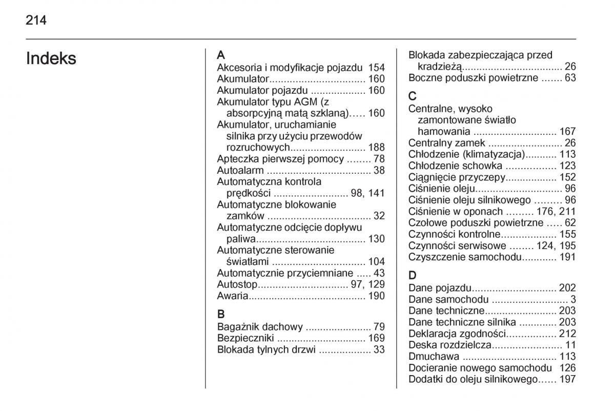 Opel Vivaro II 2 instrukcja obslugi / page 216