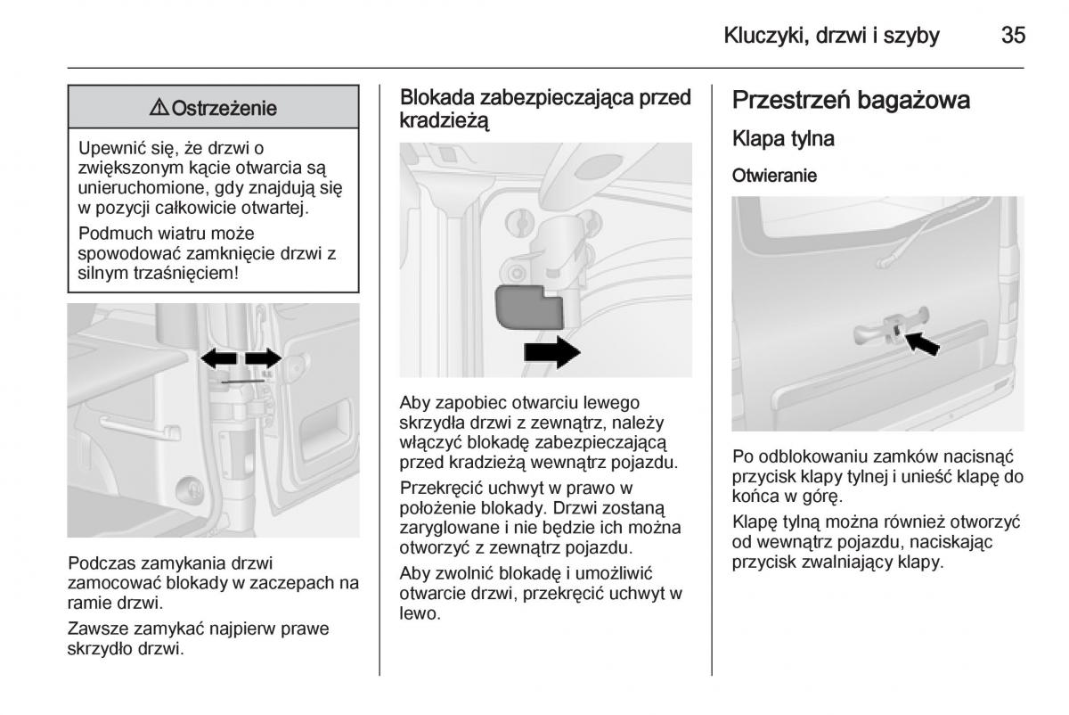 Opel Vivaro II 2 instrukcja obslugi / page 37