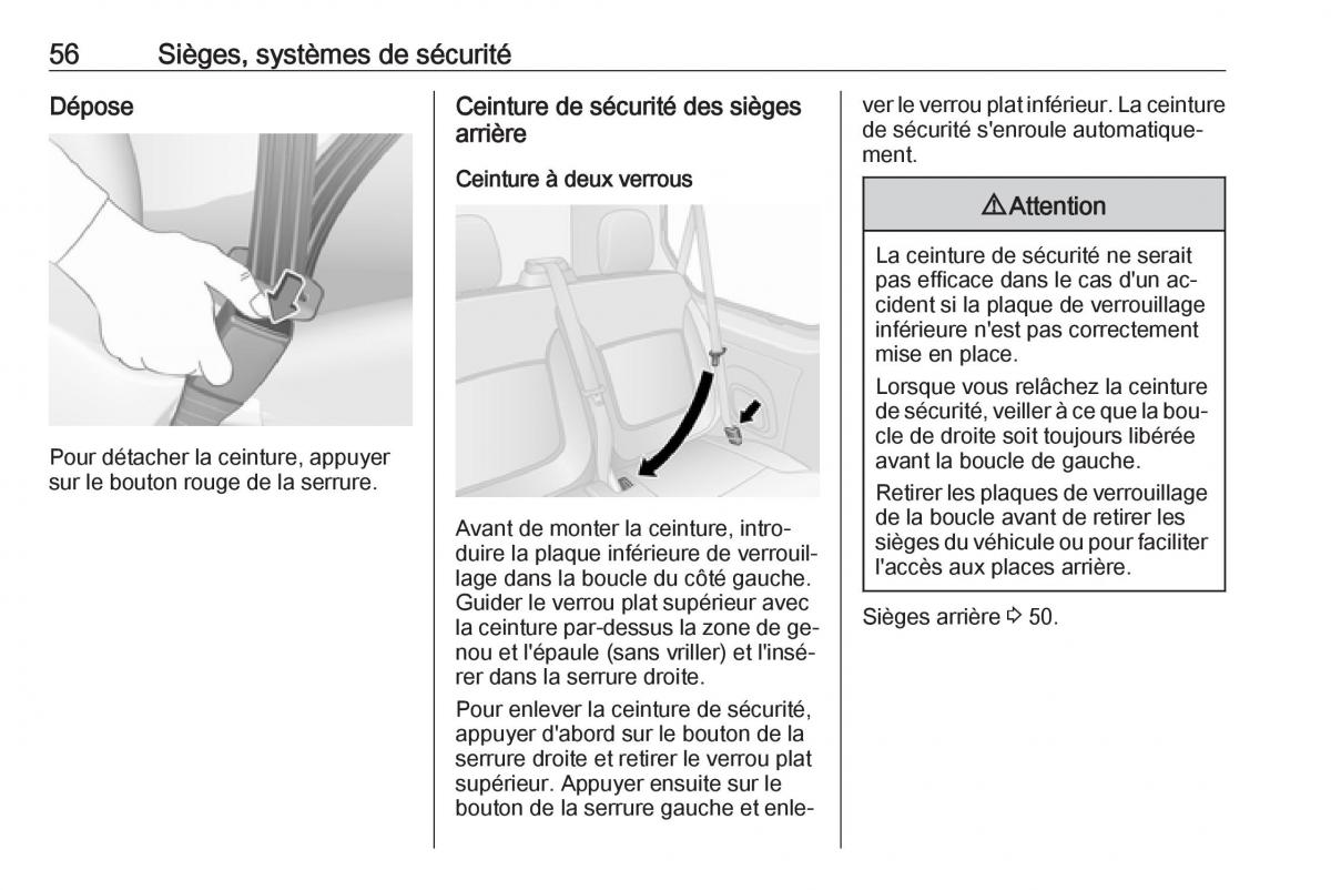 Opel Vivaro II 2 manuel du proprietaire / page 58