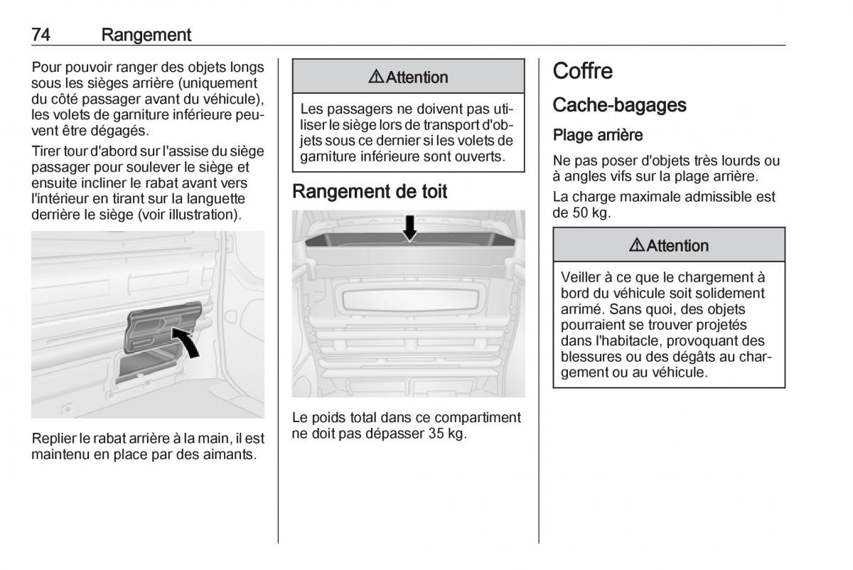 Opel Vivaro II 2 manuel du proprietaire / page 76