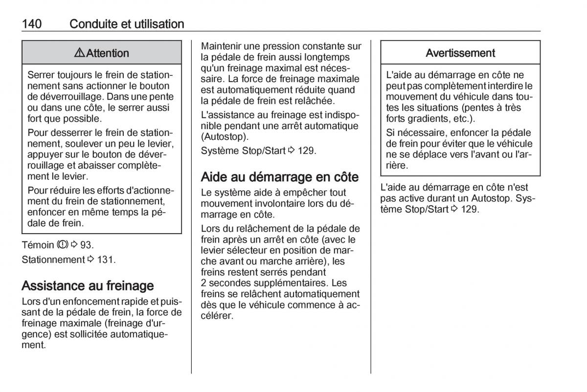 Opel Vivaro II 2 manuel du proprietaire / page 142