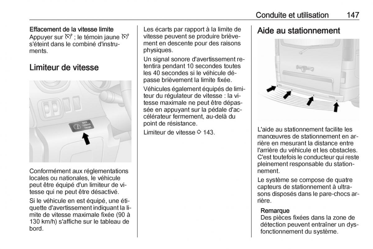 Opel Vivaro II 2 manuel du proprietaire / page 149