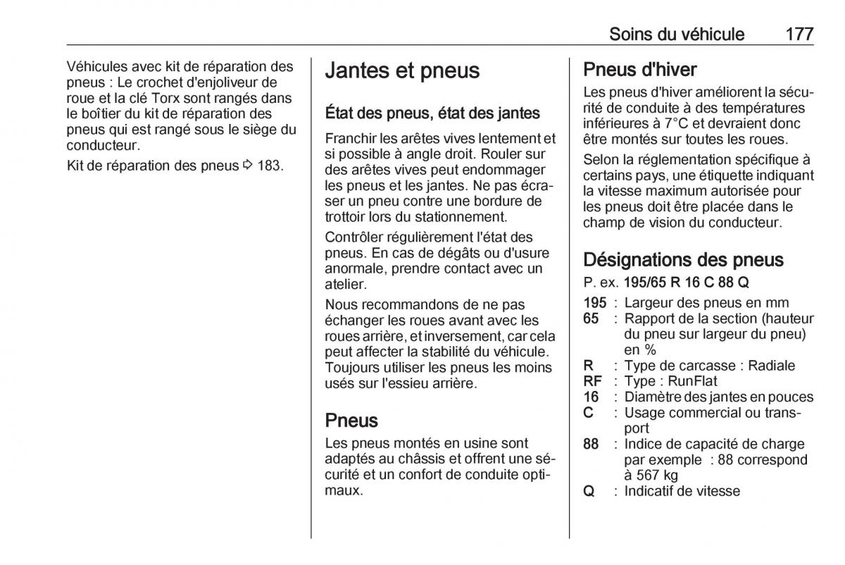 Opel Vivaro II 2 manuel du proprietaire / page 179