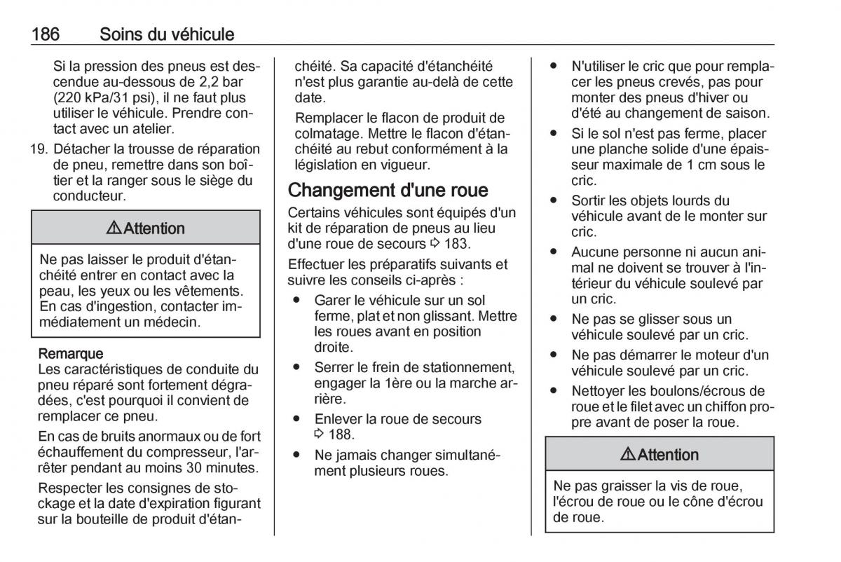 Opel Vivaro II 2 manuel du proprietaire / page 188