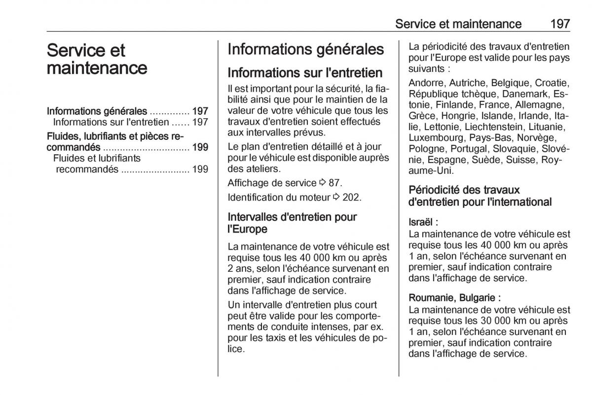 Opel Vivaro II 2 manuel du proprietaire / page 199