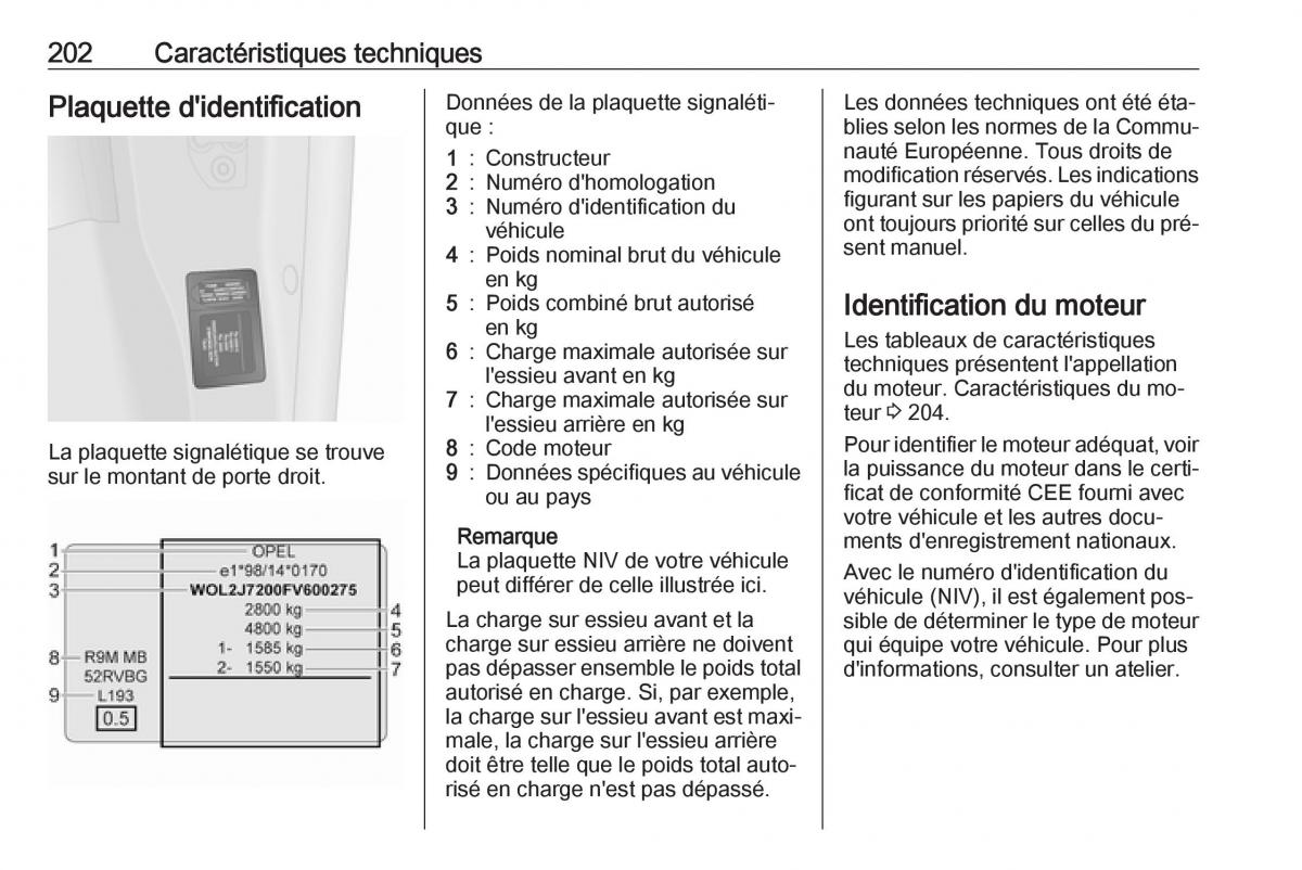 Opel Vivaro II 2 manuel du proprietaire / page 204