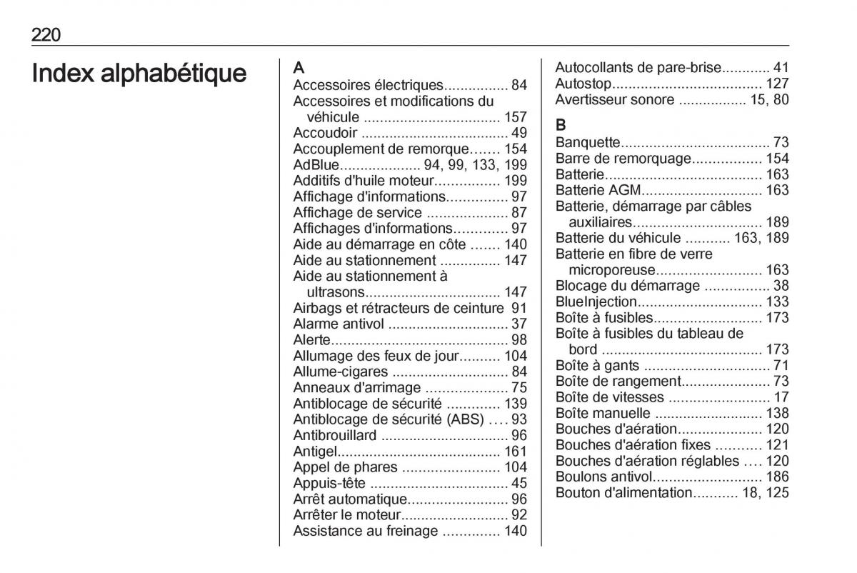 Opel Vivaro II 2 manuel du proprietaire / page 222