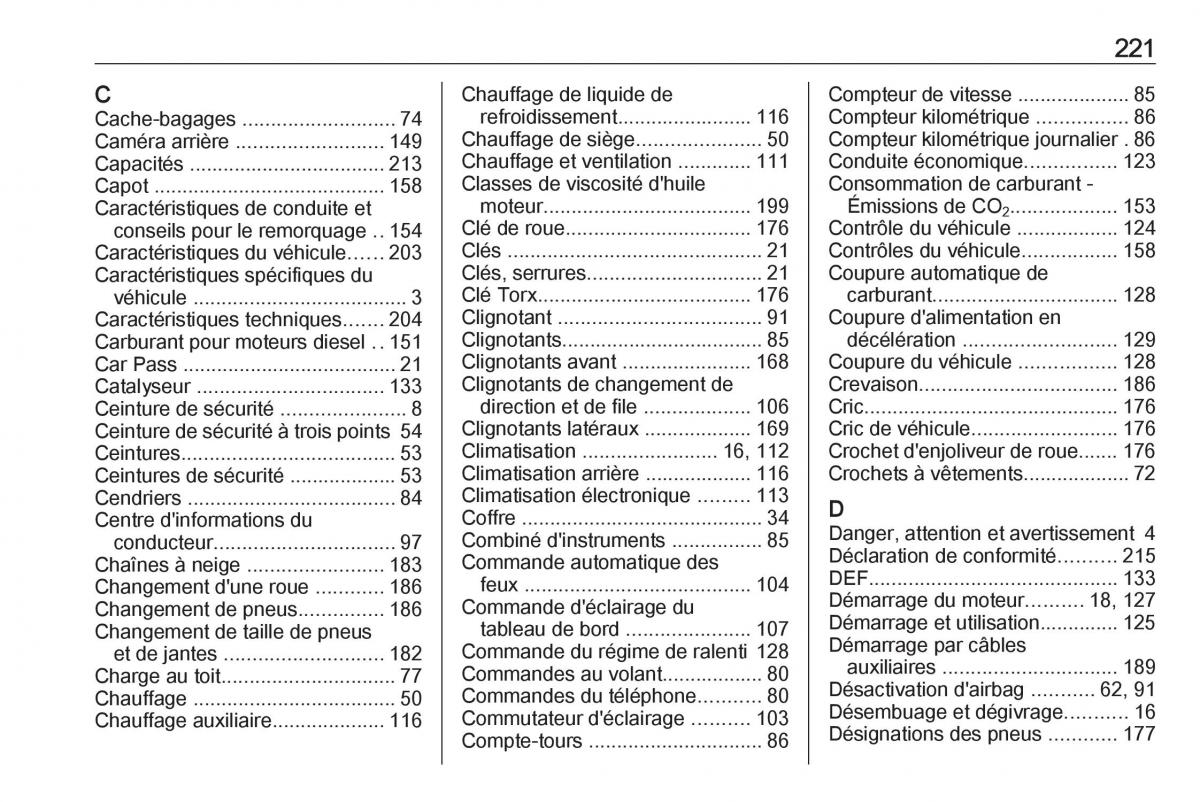 Opel Vivaro II 2 manuel du proprietaire / page 223