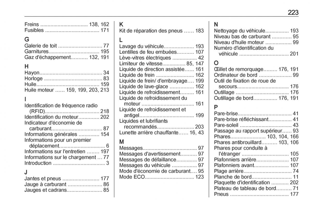 Opel Vivaro II 2 manuel du proprietaire / page 225