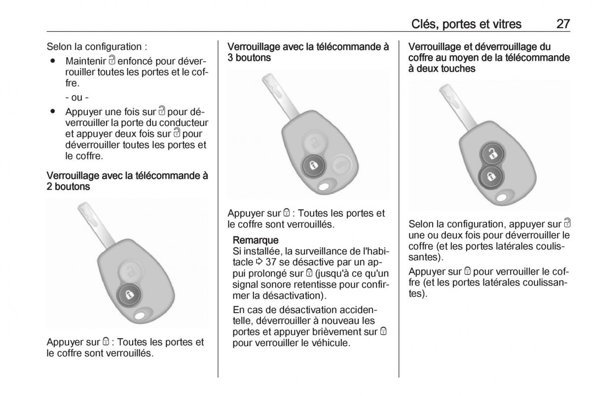 Opel Vivaro II 2 manuel du proprietaire / page 29