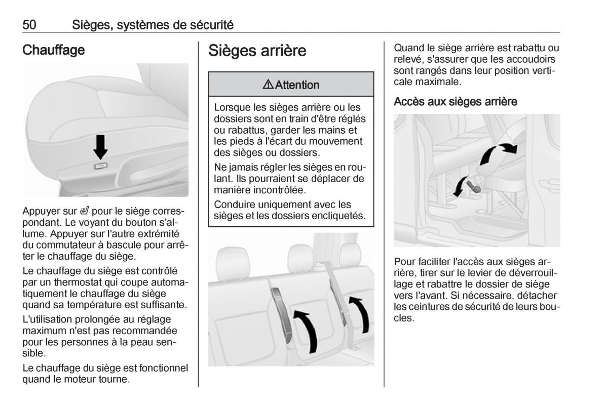 Opel Vivaro II 2 manuel du proprietaire / page 52