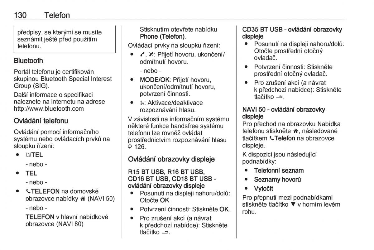 Opel Vivaro II 2 navod k obsludze / page 130