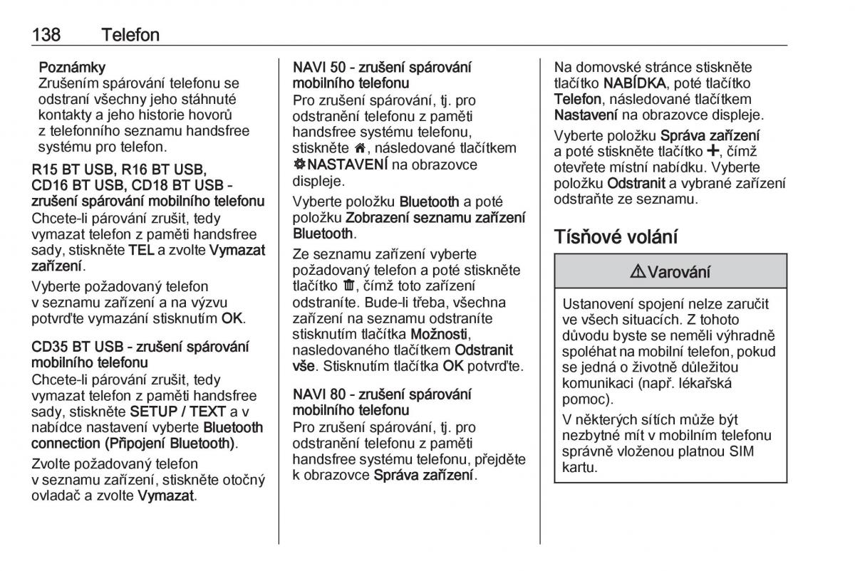 Opel Vivaro II 2 navod k obsludze / page 138