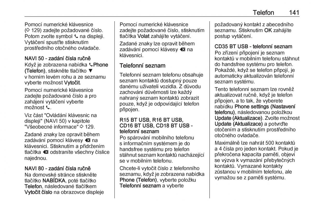 Opel Vivaro II 2 navod k obsludze / page 141