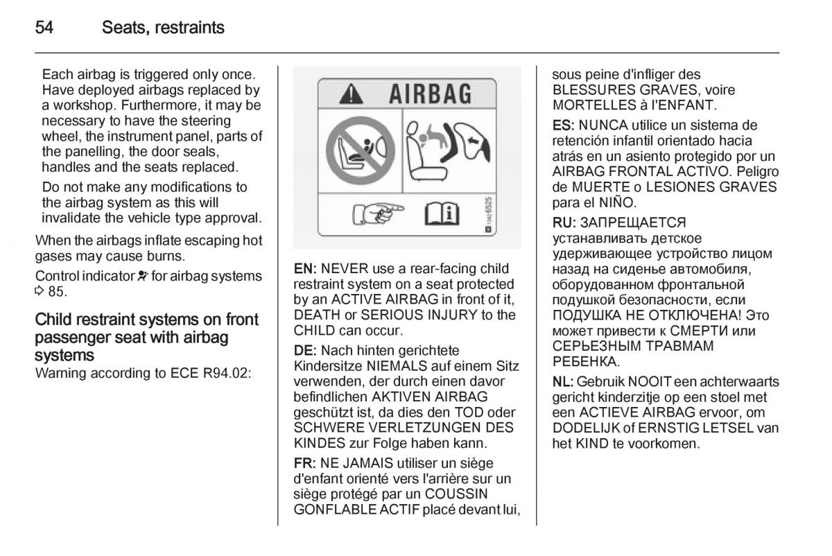 Opel Vivaro II 2 owners manual / page 56