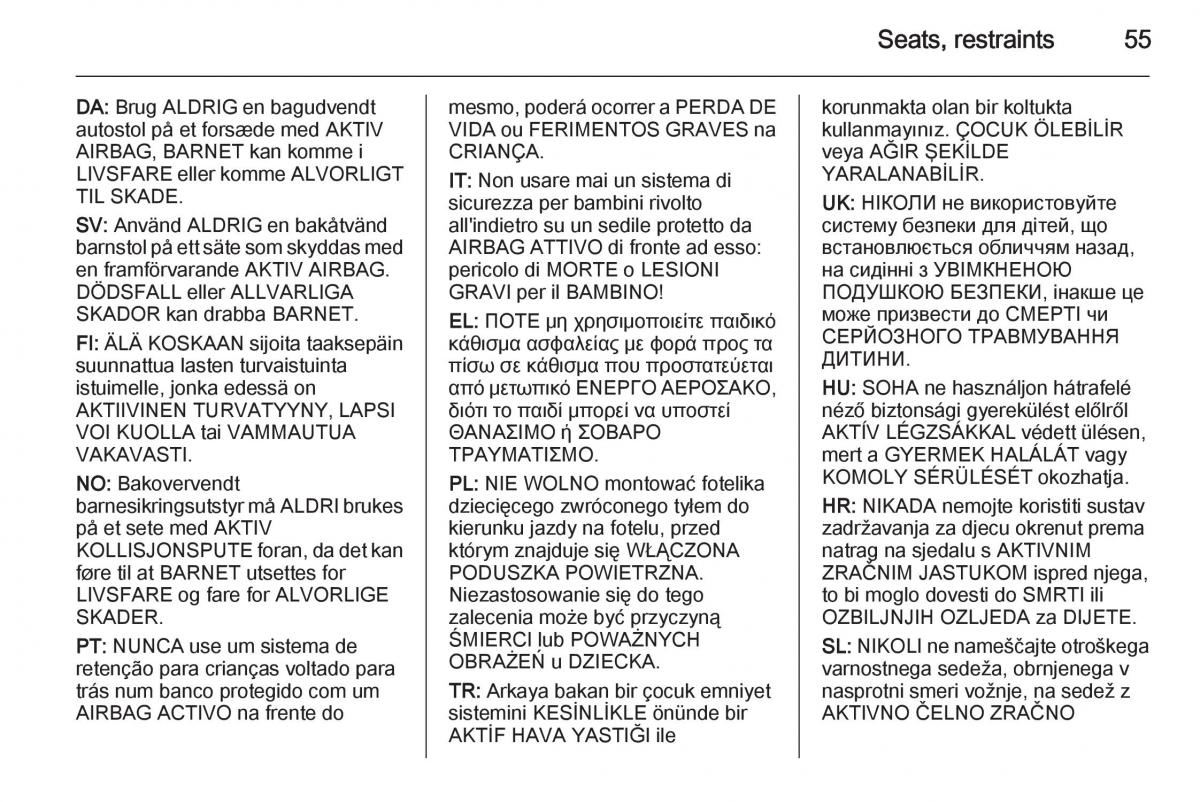 Opel Vivaro II 2 owners manual / page 57