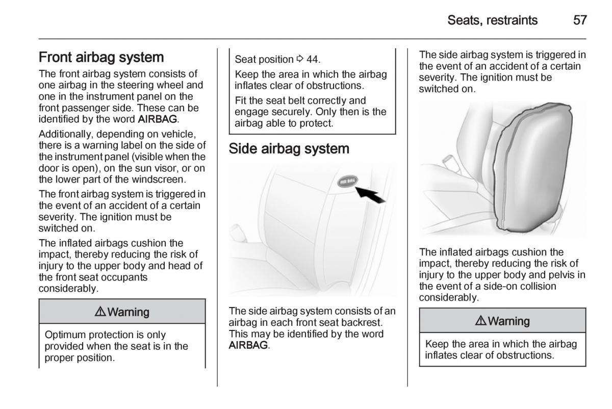 Opel Vivaro II 2 owners manual / page 59