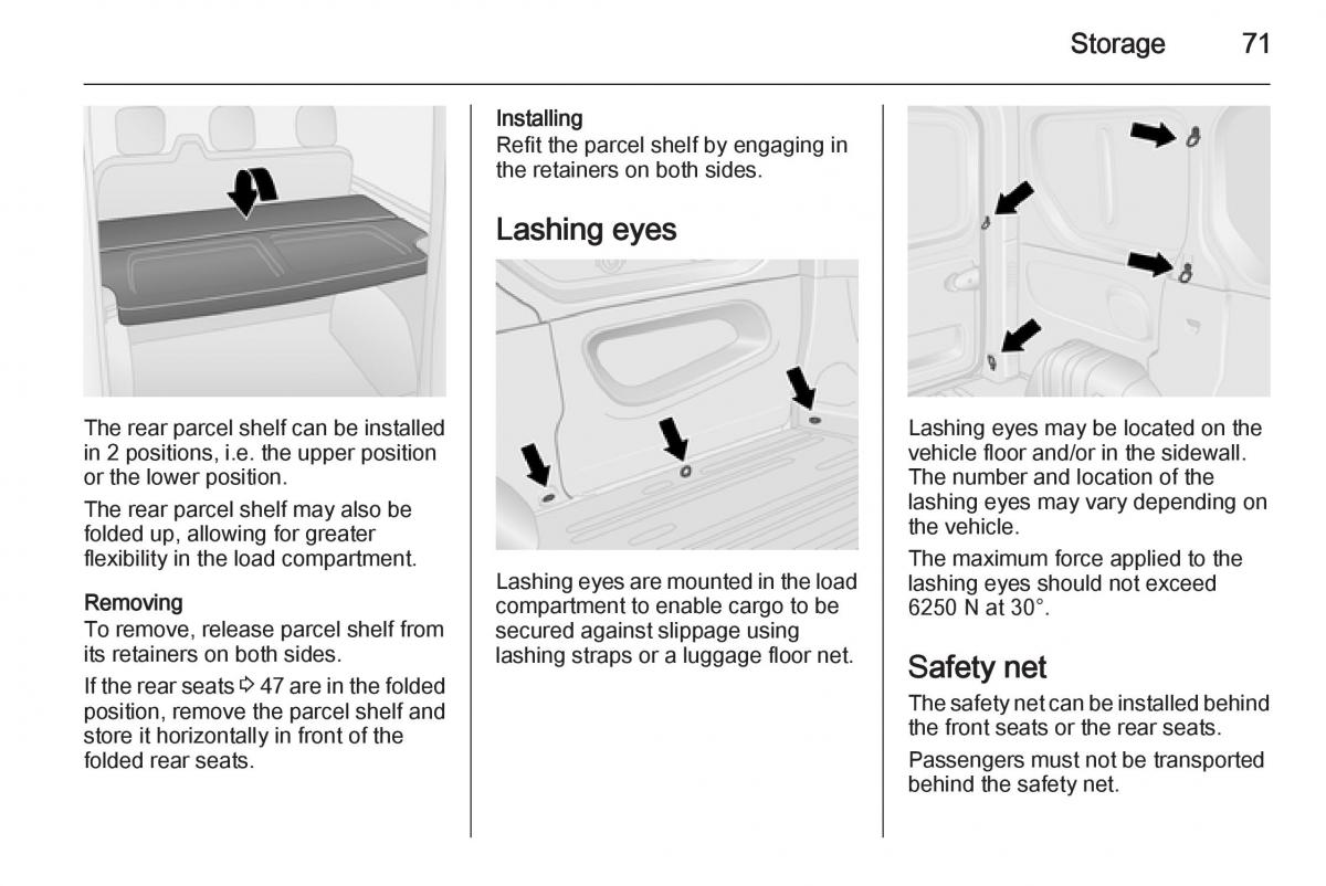 Opel Vivaro II 2 owners manual / page 73