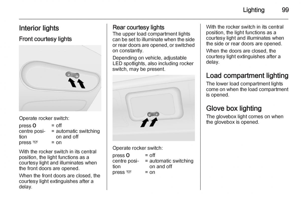 Opel Vivaro II 2 owners manual / page 101