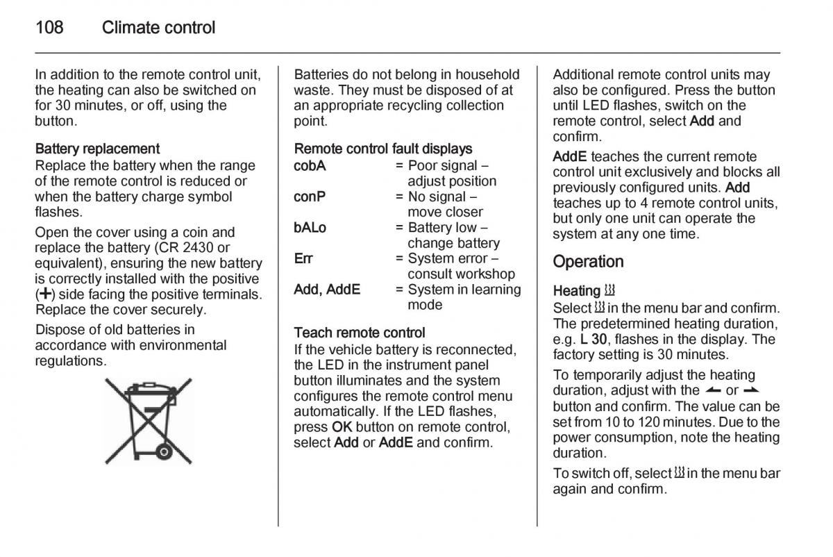 Opel Vivaro II 2 owners manual / page 110